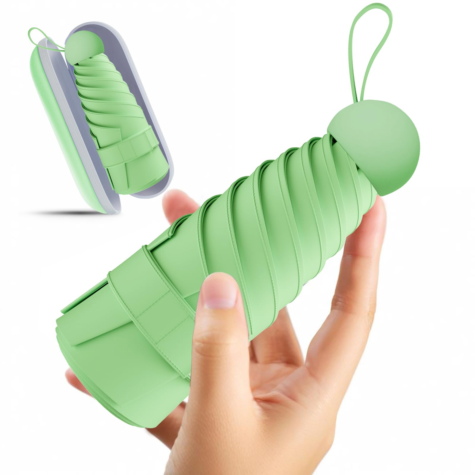 Windproof Mini Travel Folding Umbrella - UPF 50+ Sun & Rain Protection, Small Compact Lightweight Design Fits in Pocket or Bag, Eco-Friendly Fabric Wallet Umbrella for Commuter, Men Women Boys Girls