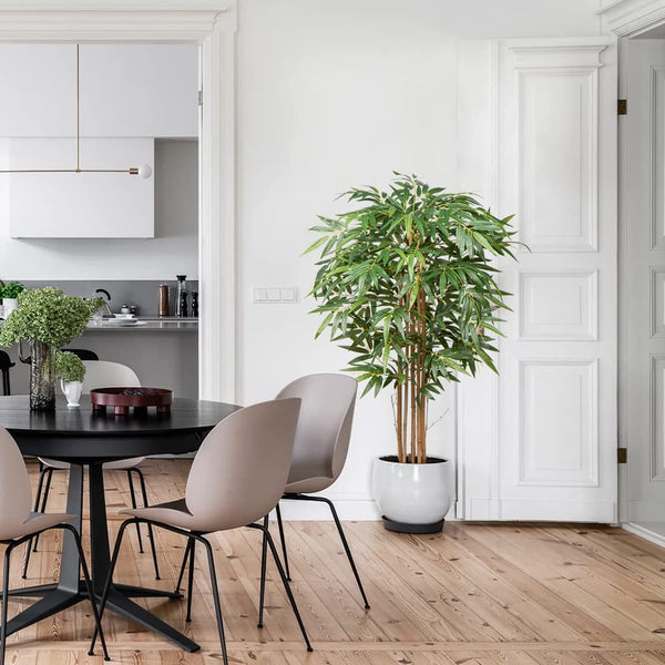 Hollyone 5ft Artificial Bamboo Plants Tall Artificial Plants, Decorative Fake Trees With Real Wood Trunks and Lifelike Leaves, for Home Living Room