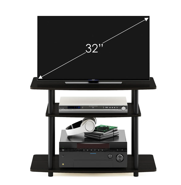 Furinno No Tools 3-Tier Entertainment Center Stand, TV Stands, TV Unit, TV Shelf, Espresso/Black