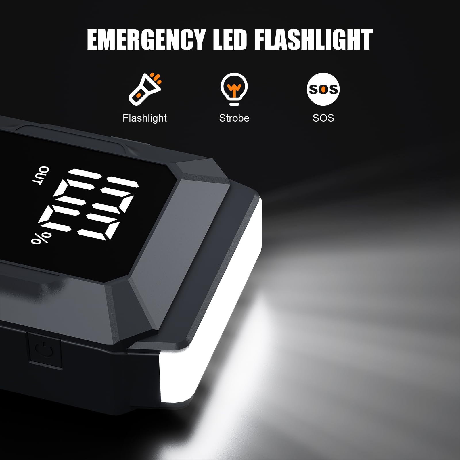 Povasee Jump Starter Power Pack, 2000A Car Battery Booster Jump Starter (up to 8L Gas or 6.5L Diesel) with 3" LCD Display, Car Starter with 2 USB Ports, Jump Leads and LED, Jump Pack for 12V Vehicles