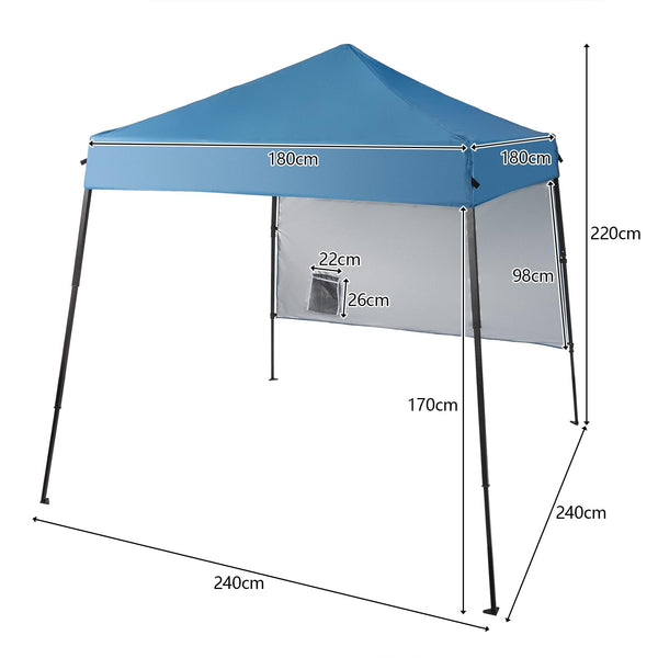 Outopee 3m x 3m Ez Pop Up Canopy Tent with 4 SideWalls, Outdoor Gazebo Portable Instant Canopy for Commercial Events, Party, Backyard BBQ, Camping, Blue