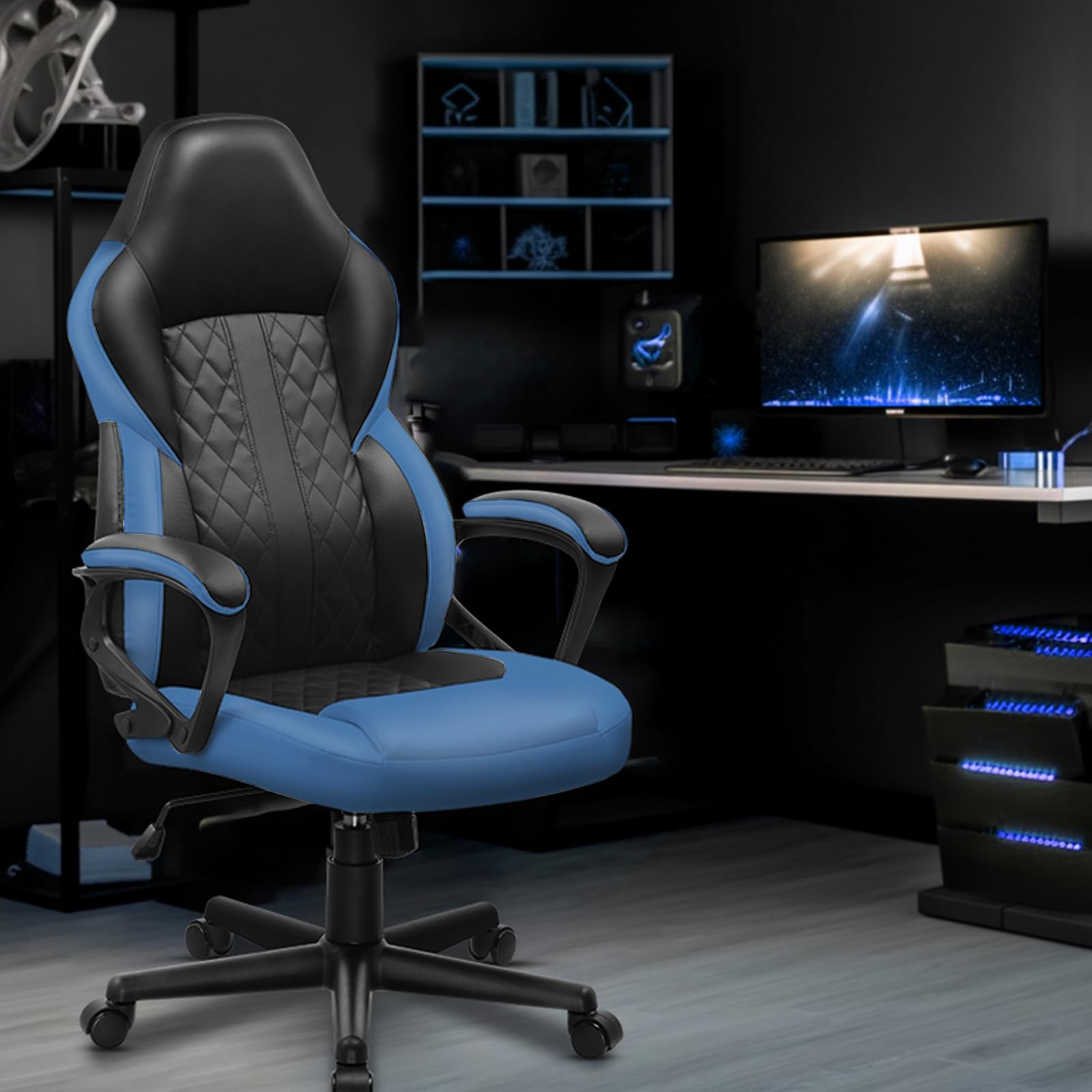 GTPLAYER Ergonomic Racing Computer Chair - Height Adjustable, 360° Swivel, Executive Office Desk Chair (White)