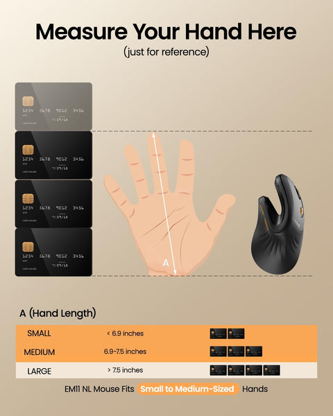 ProtoArc EM11 NL Ergonomic Mouse, Wireless Vertical Mini Mouse Rechargeable Optical Mice with Multi-Device (2*Bluetooth + USB Connection), 3 Adjustable DPI for Computer, iPad, Mac, Windows Black