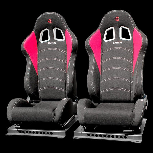 Set of Barbarian Reclining Bucket RIGA Racing Seats for 3-Series E46 (all models) BMW, Black Felt, Track, Race, Drift