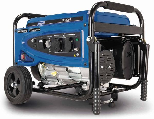 Scheppach SG3200 Petrol Generator | 2800W Max | 196cc 4-Stroke | 2x 230V | 15L Tank | AVR & Wheel Kit