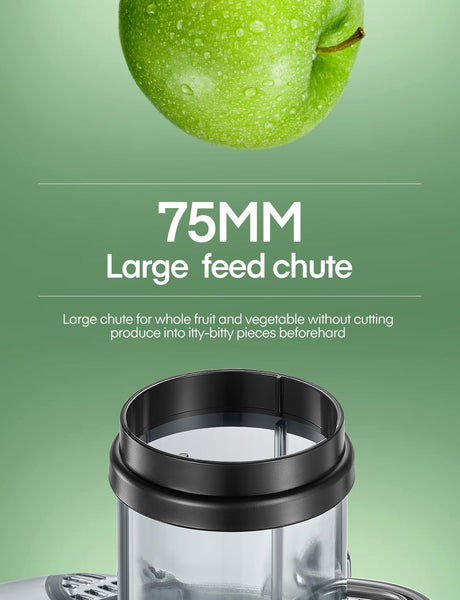 Juicer Machines, FOHERE 800W Juicer Whole Fruit and Vegetables, Quick Juicing Easy to Clean, 75MM Large Feed Chute, Dual Speed Setting and Non-Slip