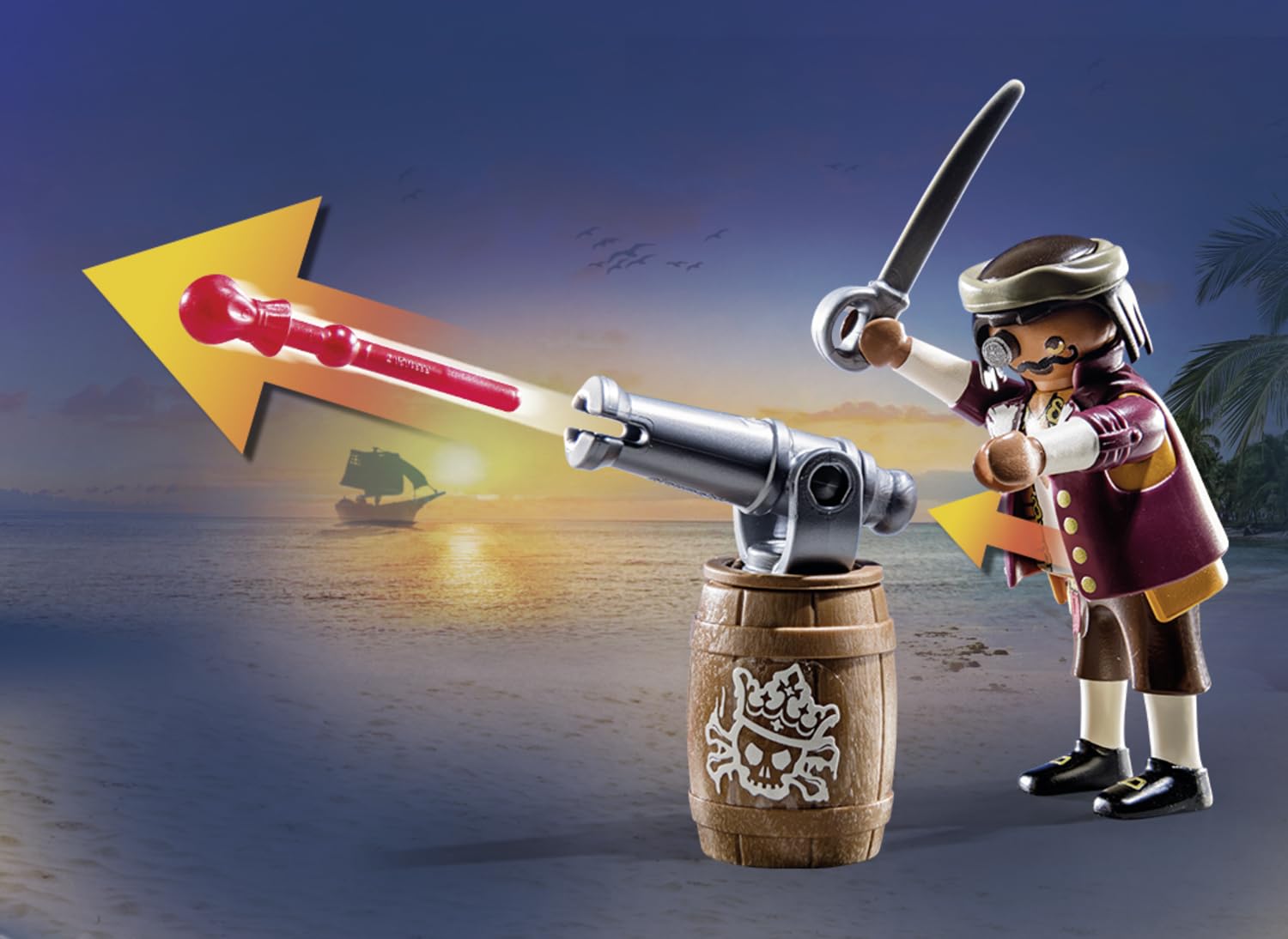Playmobil 71418 Pirates: Small Pirate Vessel, exciting adventures on the high seas, complete with extensive accessories, fun imaginative role-play, playsets suitable for children ages 4+