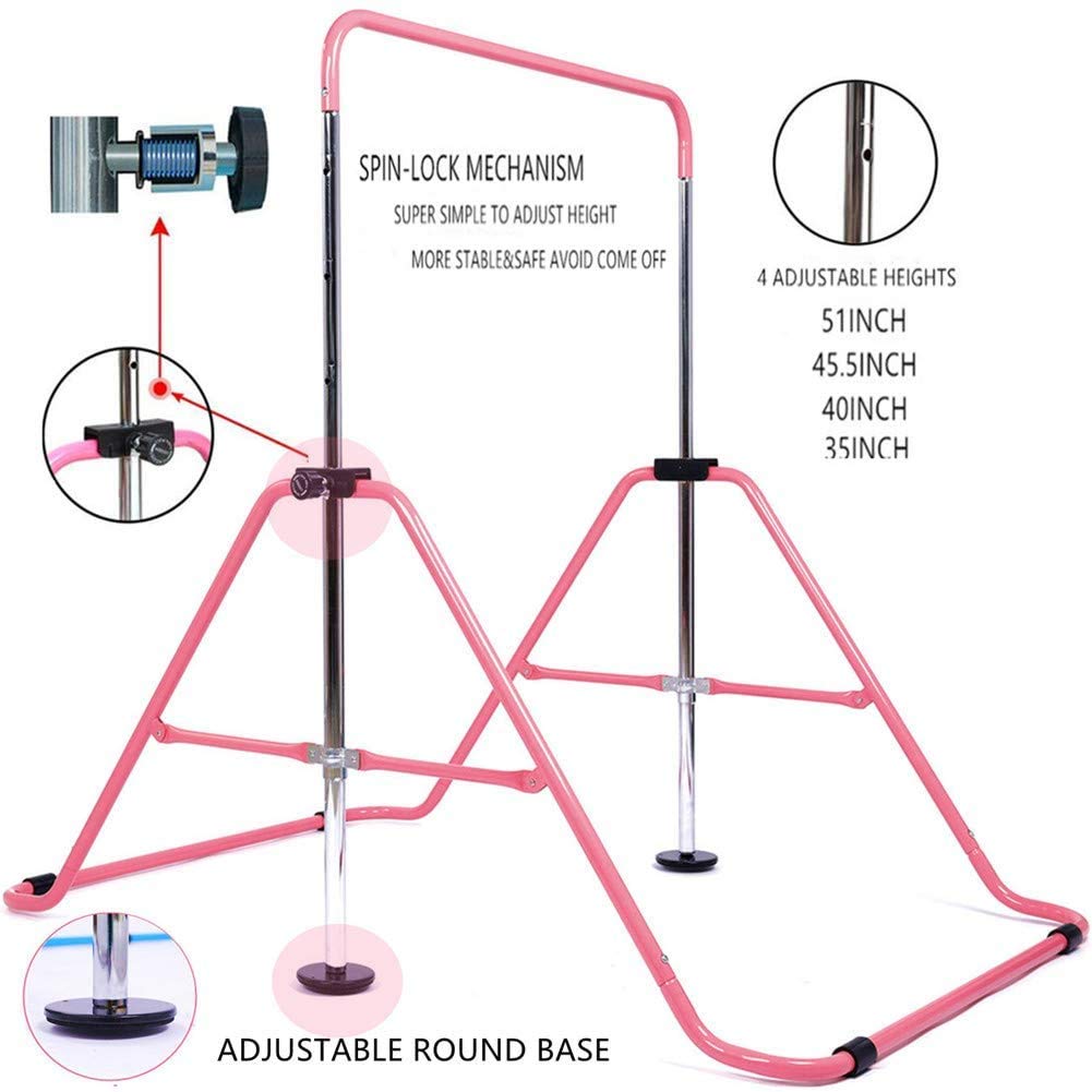 Horizontal Bar Gymnastics Kids Garden Home Reck Stretching Folding Value Gift Set, Fitness Expandable Gym Training Bar Equipment Adjustable Height for