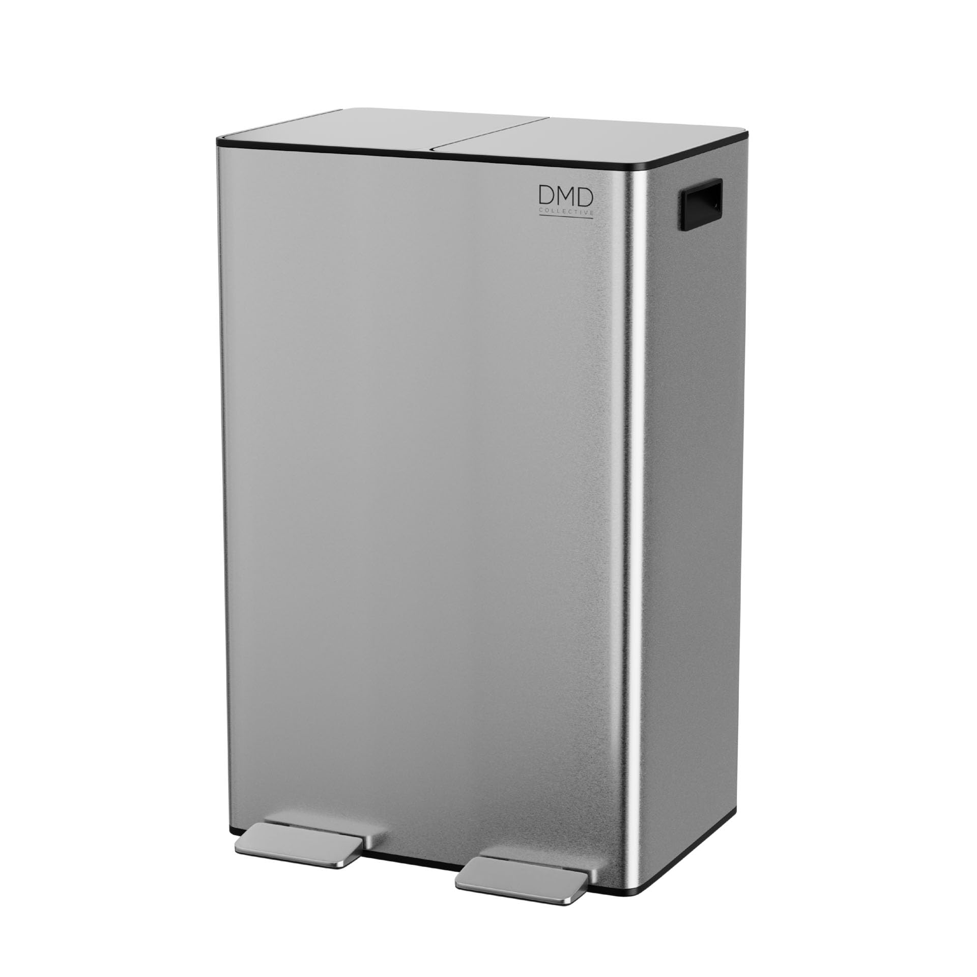 DMD | 60L Dual Stainless Steel Rubbish Bin, 2 x 30L Removable Recycling Bins | 3L Compost Bin Included, Soft Closure, Easy Clean, Metal Pedals,