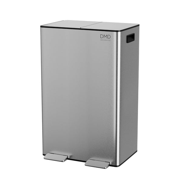 DMD | 60L Dual Stainless Steel Rubbish Bin, 2 x 30L Removable Recycling Bins | 3L Compost Bin Included, Soft Closure, Easy Clean, Metal Pedals,
