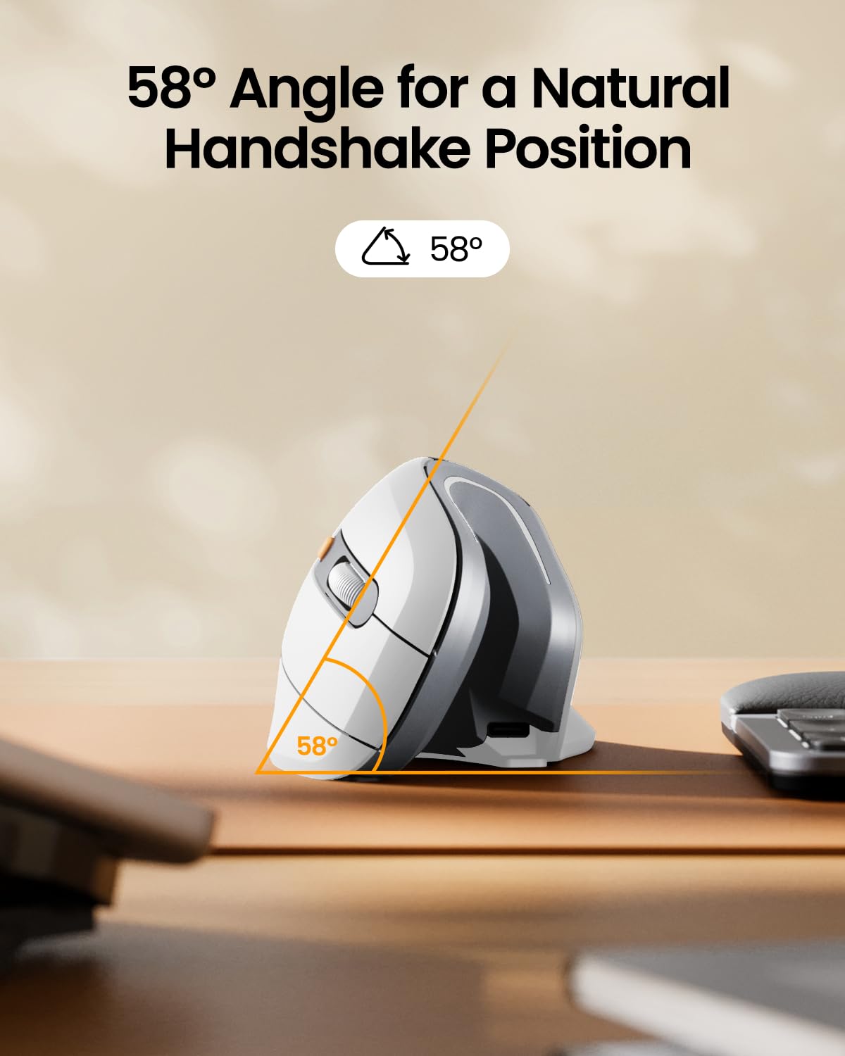 ProtoArc EM11 NL Ergonomic Mouse, Wireless Vertical Mini Mouse Rechargeable Optical Mice with Multi-Device (2*Bluetooth + USB Connection), 3 Adjustable DPI for Computer, iPad, Mac, Windows Black