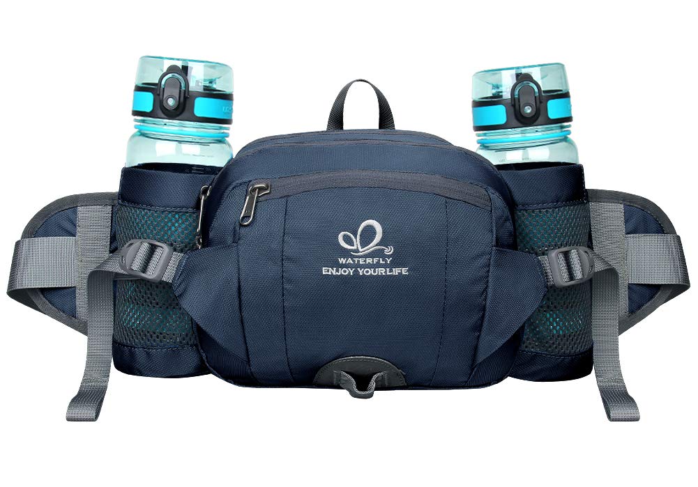 Waterfly Hiking Waist Pack Bum Bag Waist Bag with Bottle Holder Running Bag for Camping Climbing Travel Cycling and Dog Walking