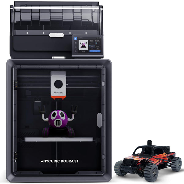 ANYCUBIC Kobra 3 V2 Combo 3D Printer, 600mm/s Fast Printing FDM 3D Printer, Multicolor Printing Up to 8 Colors, Active Drying, Upgraded Auto-leveling, Print Size 255x255x260mm, Realize Smooth Printing