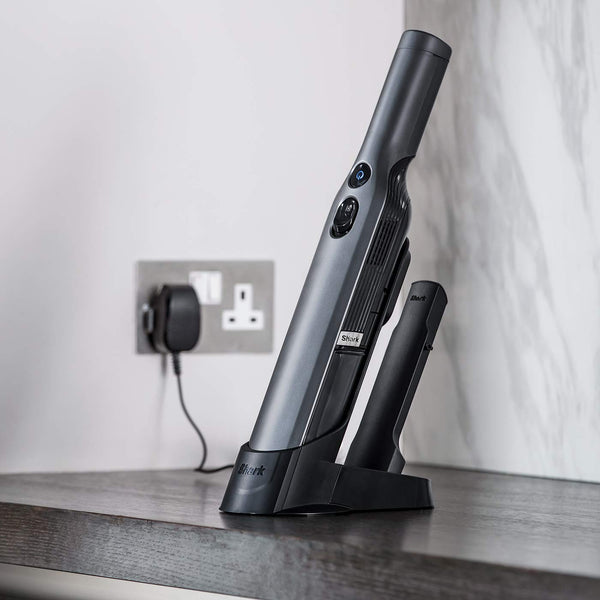 Shark WandVac 2.0 Cordless Handheld Vacuum Cleaner, Small & Lightweight, Powerful Suction Handheld Vacuum with Boost Mode, Pet and Duster/Crevice Tools, 15 Mins Run-Time, Charging Base, Blue WV270UK