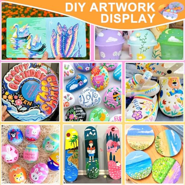 Lyuvie Acrylic Paint Pens Marker, 96 Colours Acrylic Markers for Rock Painting Fabric Glass Pebbles Stone Plastic Metal Wood Ceramic