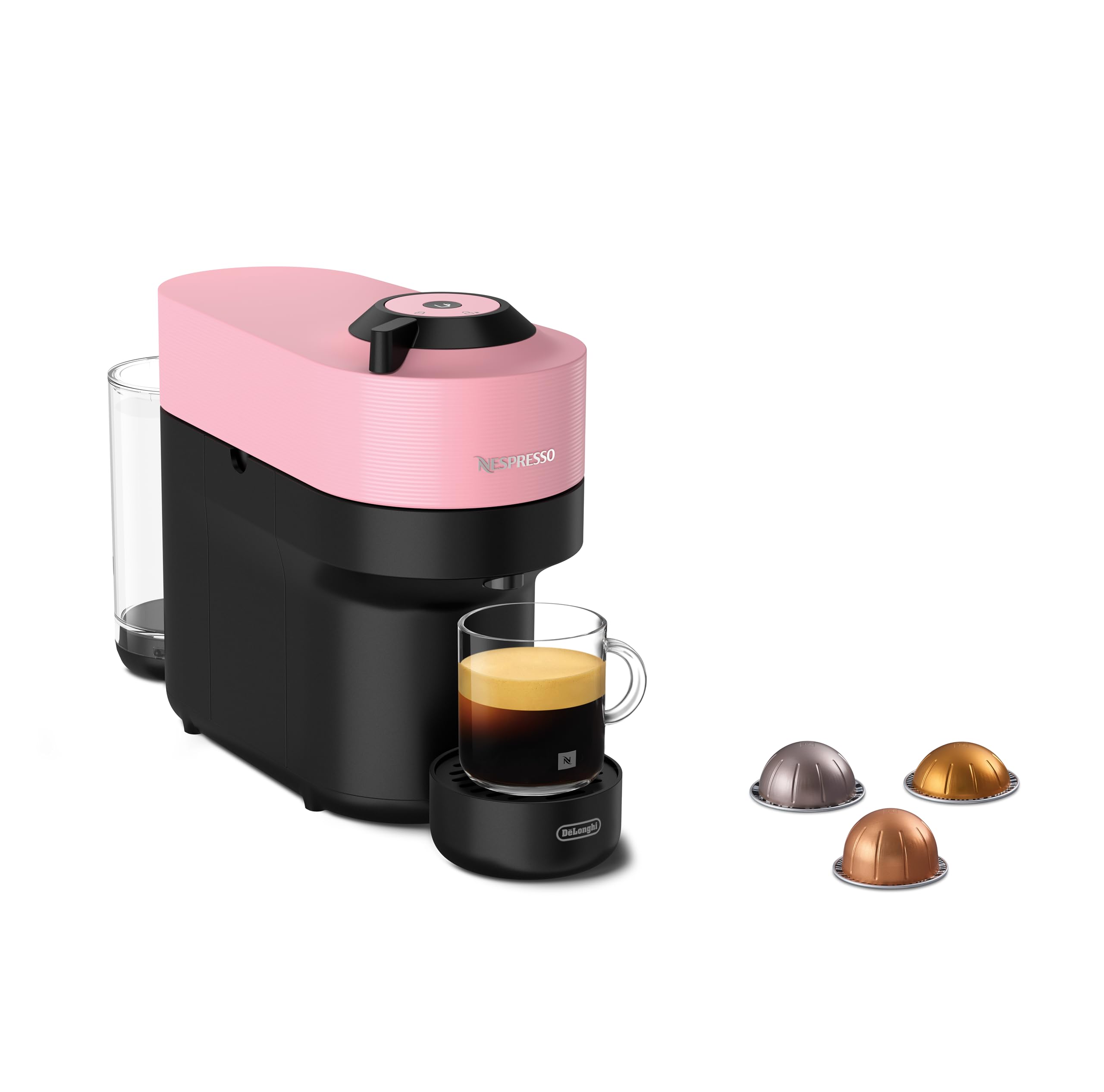Nespresso Vertuo Pop Coffee Machine by De'Longhi, Over 30 Varieties of Pods, Compact Footprint, Americano, Starter Capsule Set Included, ENV90.P, Pink