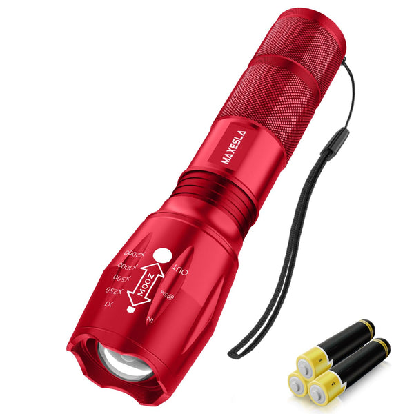 Maxesla LED Torch Battery Powered,Zoomable Torches Led Super Bright,Gifts for Men Dad Kids,Powerful Torches Water,Resistant 5 Modes Small Tactical Torch for Camping Xmas