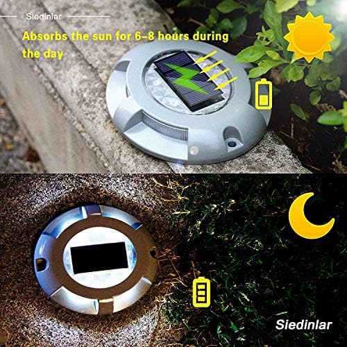 Siedinlar Solar Deck Lights Outdoor Waterproof Ground Light Solar Lights Outdoor Garden for Pathway Driveway Step Dock 4 Pack (Cool White)