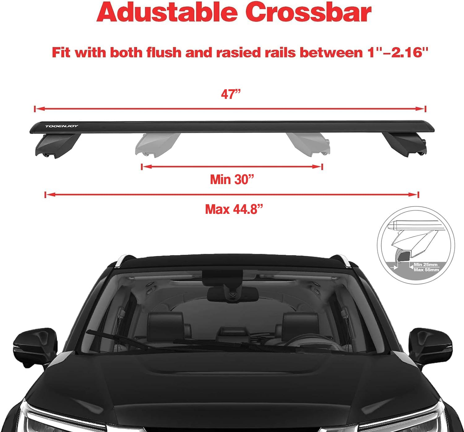 COWVIE Aluminum Universal Roof Rack Cross Bars Pro keyed Locks - Fit Raised Side Rails 120CM