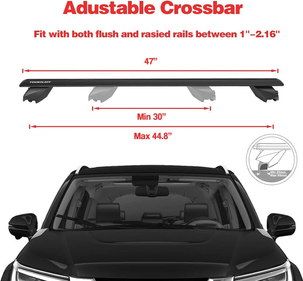 COWVIE Aluminum Universal Roof Rack Cross Bars Pro keyed Locks - Fit Raised Side Rails 120CM