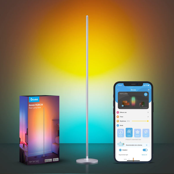 Govee LED Floor Lamp, RGBIC Modern Corner Lamp, Smart Standing Lamp with 61 Scene Modes,Music Sync, Black Corner Floor Lamp for Living Room, Bedroom