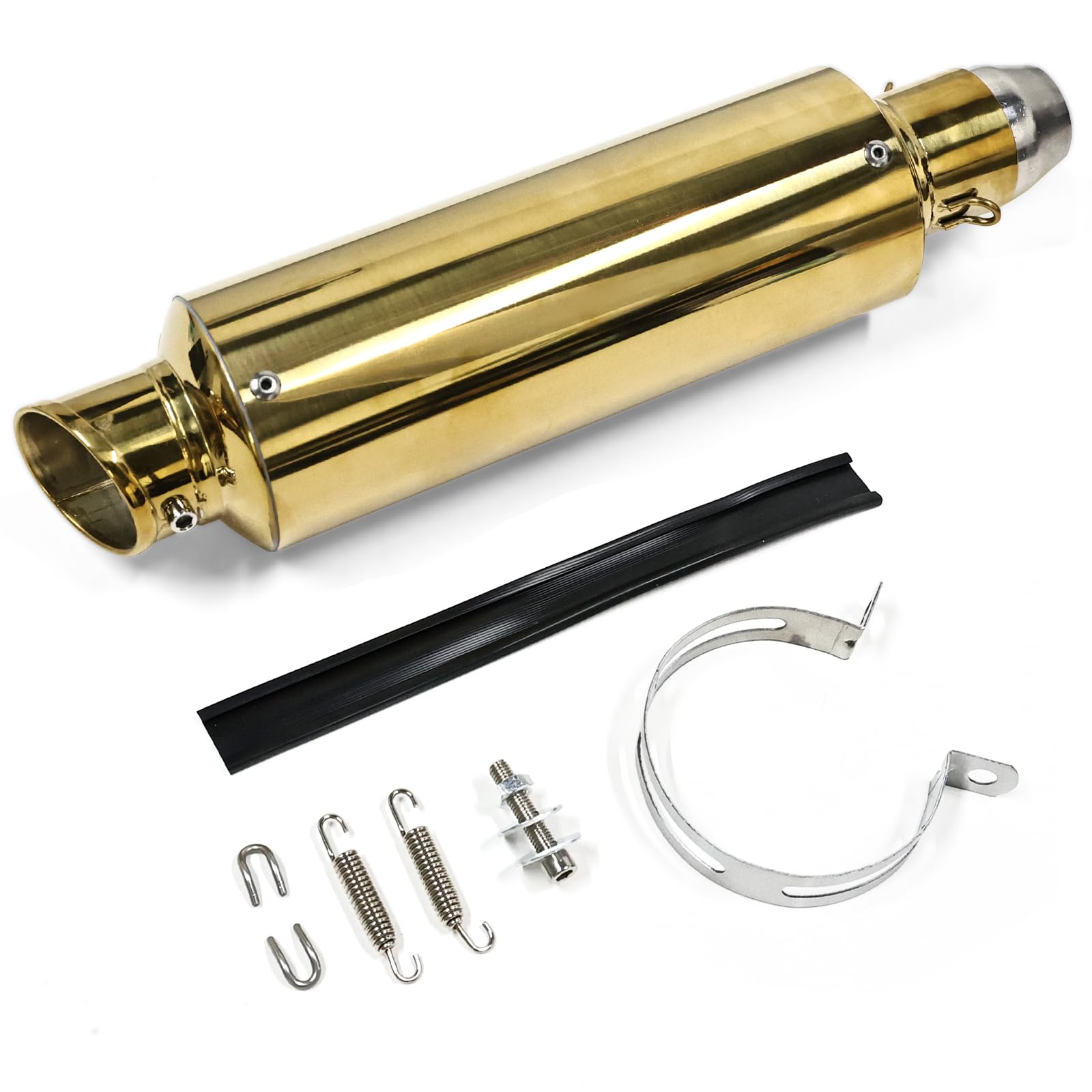 38mm 51mm Universal Motorcycle Golden Muffler Exhaust Stainless Steel Slip on Exhaust Pipe 1.5" 2" for Dirt Bike Street Bike Scooter ATV