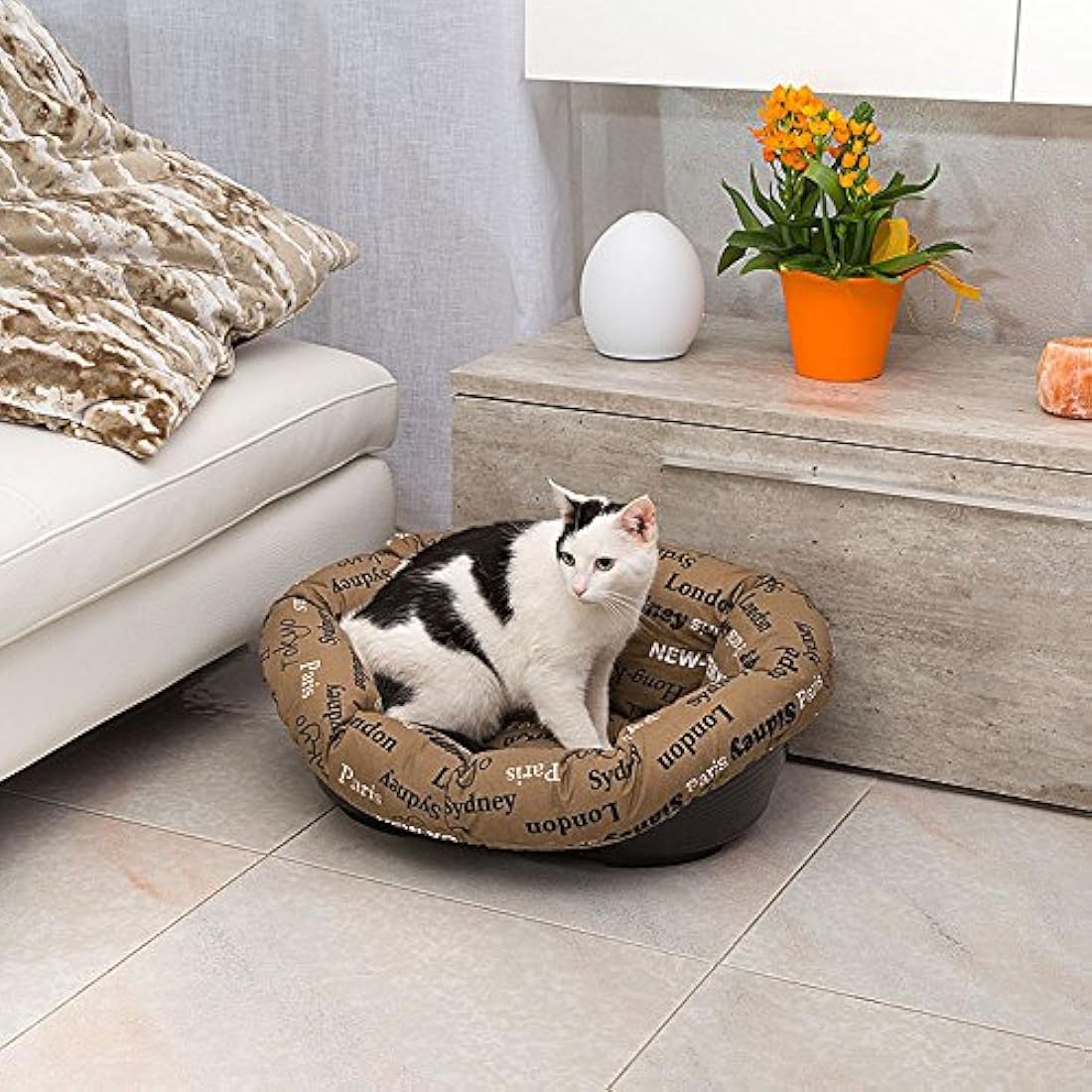 Ferplast Cushion for dog and cat bed SOFA' CUSHION 4 Padded spare cover for pet bed, Soft cotton washable, Adjustable with elastic cord, 64 x 48 x h 25 cm Brown