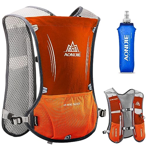 HINATAA Lightweight Running Hydration Backpack, 5L 190g Running Hydration Vest for Women and Men Cycling Running Climbing Hiking Vest Pack (Orange