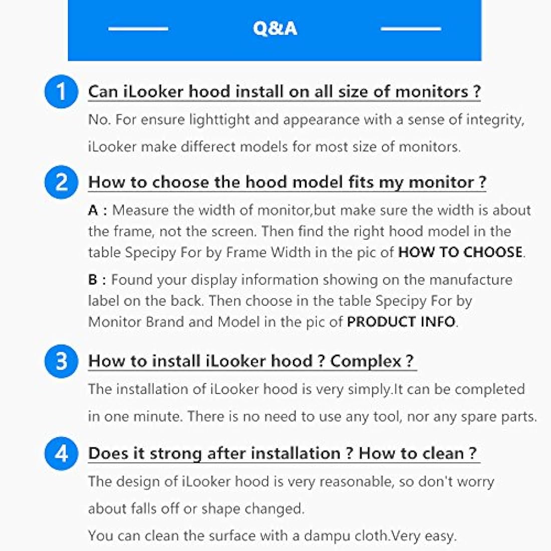 iLooker 25P 25-inch Thick Frame LCD LED Video Monitor Hood Sunshade Sunhood for Dell HP Viewsonic Philips Samsung LG EIZO NEC ASUS ACER BENQ AOC LENOVO iMac, Fits Monitor Frame Width 565-580mm