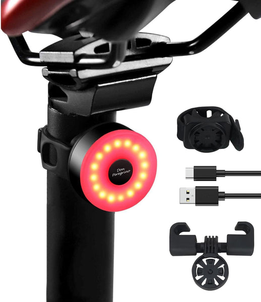 Rear Bike Light 90hrs Autonomy - Compact Size, IP65 Waterproof, USB C Rechargeable, Quick Release Mounts for Saddle & Seatpost, with 5 Steady Flash Modes, DON PEREGRINO M2 Bike Back Light
