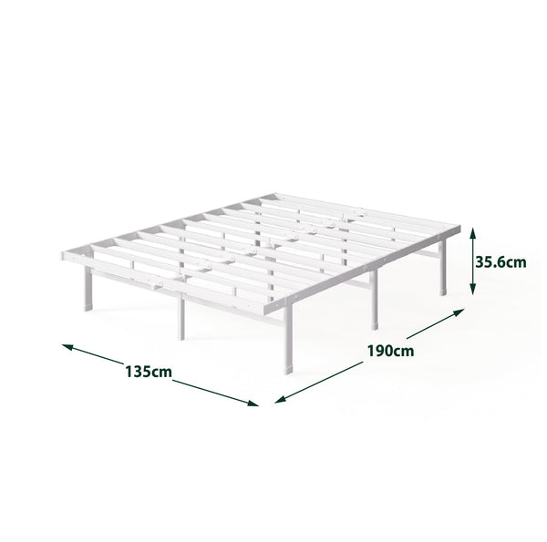 ZINUS Justin Double Bed frame - Bed 135x190 cm - 36cm Height - Metal bed frame with Underbed storage and steel slat support - Black