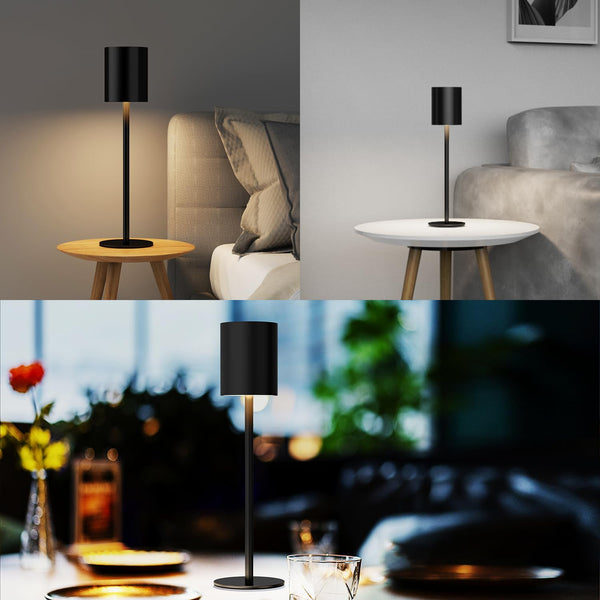 Aomeya Touch Control Table Lamp, 3-Way Dimmable Bedside Lamps Nightstand Lamps with Flaxen Fabric Shade for Bedroom Living Room,LED Bulb Included (Grey-1Pcs) (battery-1Pcs)