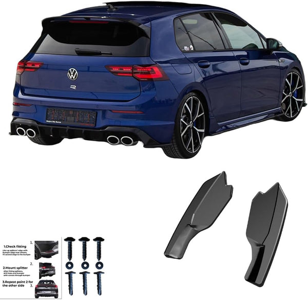 Oneway Rear Side Diffusors compatible with Volkswagen Golf VIII HB R 2020- - Gloss black