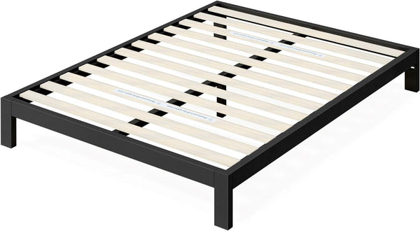 Zinus Arnav Super King Bed frame - Bed 180x200 cm - 26 cm Height - Metal bed frame with Wood slat support - Black