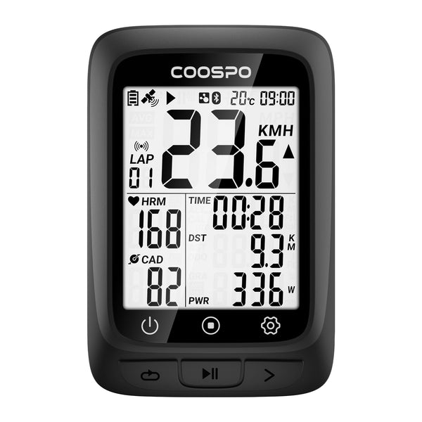 COOSPO ANT+ GPS Wireless Bike Computer with Bluetooth, Multifunction ANT+ GPS Bike Computer with 2.4 Inch LCD Display, Bike Speedometer with Automatic Backlight IP67
