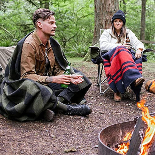 Arcturus Backwoods Wool Blanket - 4.5lbs, Warm, Heavy, Washable, Large | Great for Camping, Outdoors, Survival & Emergency Kits (Olive Green Buffalo)