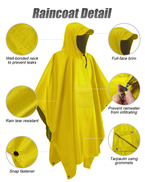 Victoper Waterproof Poncho Adult, Reusable Rain Poncho Adult Waterproof Poncho Waterproof Adult Lightweight Waterproof Raincoat for Outdoor Hiking Camping Cycling Traveling