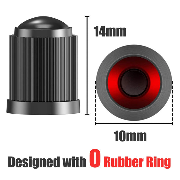 TCPENG® 10PCS Tyre Valve Caps, with O Seal Ring, Universal Stem Dust Covers for SUV, Cars, Bike, Motorcycles, Trucks, Heavy-Duty, Airtight Seal, Screw-On, Easy to Operation (10 Pack Black)