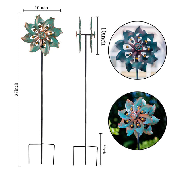 VEWOGARDEN Garden Decor Wind Spinners, Small Waterproof Metal Pinwheels Wind Spinner for Yard and Garden 37 * 10inches (Double Blade)