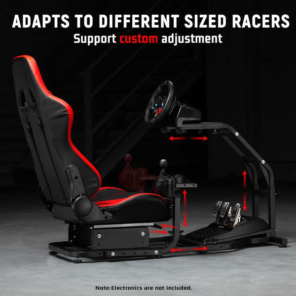 Dardoo Adjustable Gaming Racing Simulator Cockpit with Red Seat Fits for Logitech G29 G920 G923,Thrustmaster T300,Steering Wheel Stand, Not Including Steering Wheel, Pedal and Handbrake