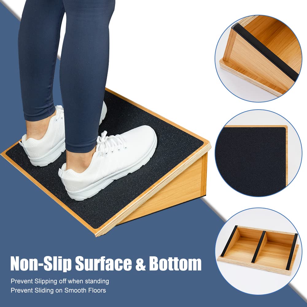 StrongTek Slant Board for Knees Over Toes, Training Incline Board for Squats, 1000 Lbs Weight Capacity, Wooden Incline Boards with Non-Slip Surface