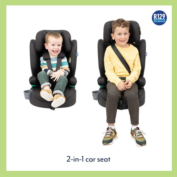 Graco Eldura R129 Harness Booster (76-145cm - 15 Months to Approx. 12 Years). Harness mode from 15 months to approx. 4 Yrs (76-105cm), Highback mode from approx. 3.5 to 12 yrs (105-145cm), Midnight