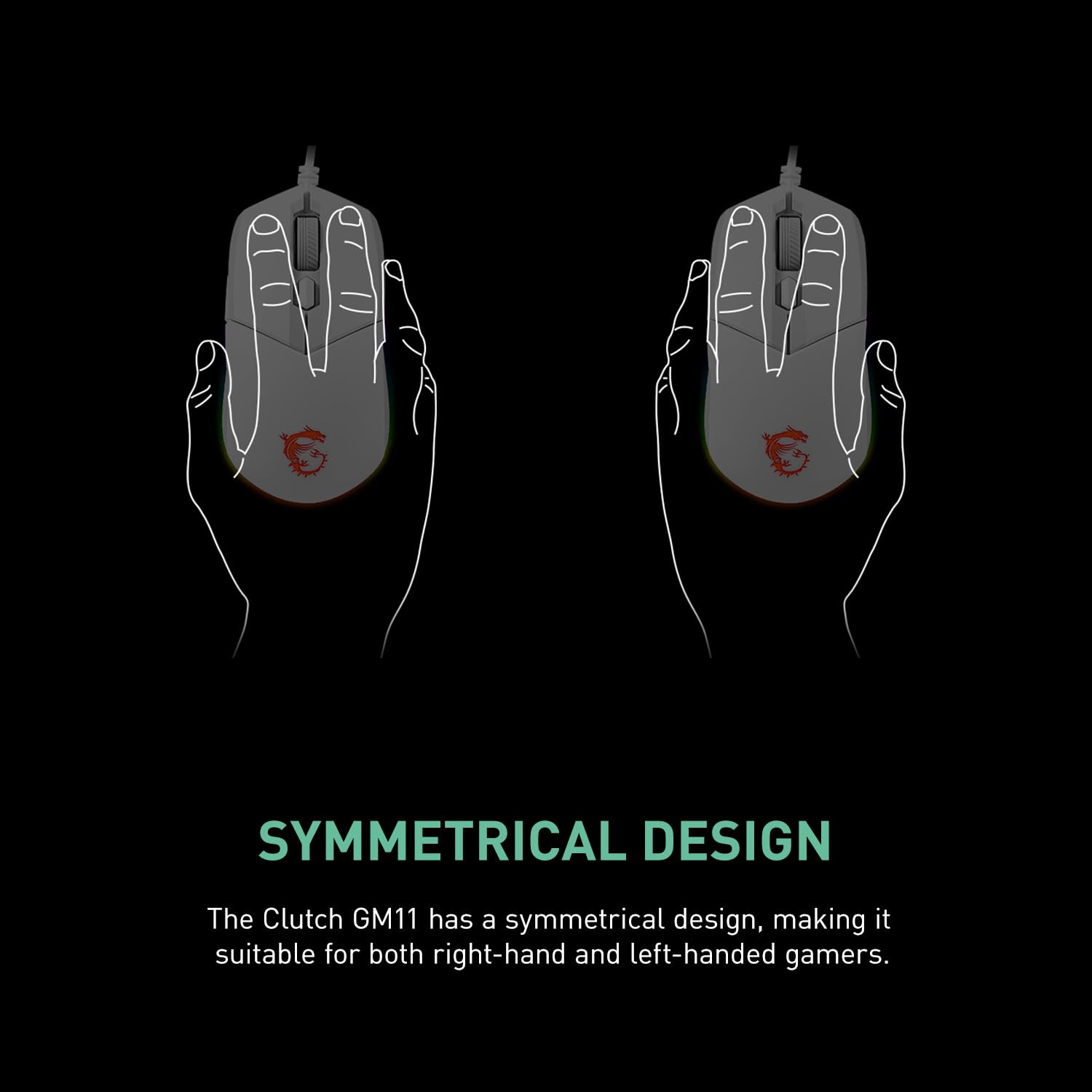 MSI CLUTCH GM51 LIGHTWEIGHT Gaming Mouse - 26000 DPI Optical Sensor, Elite 0.125ms Latency, 60M+ Click OMRON Switches, 6-Buttons, FriXionFree Cable, RGB Diamond LightGrips, 75g - Wired