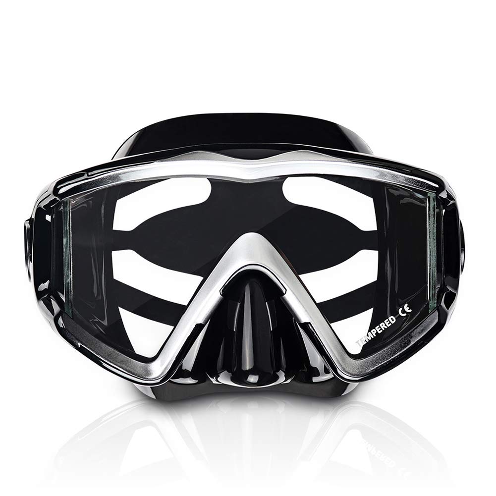 Adult Pano 3 Panoramic Scuba Diving Mask, Tempered Glass Snorkeling Dive Mask, Premium Swim Goggles With Nose Cover Snorkeling Gear for Snorkeling,