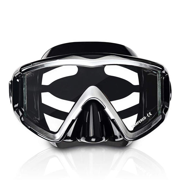 Adult Pano 3 Panoramic Scuba Diving Mask, Tempered Glass Snorkeling Dive Mask, Premium Swim Goggles With Nose Cover Snorkeling Gear for Snorkeling,