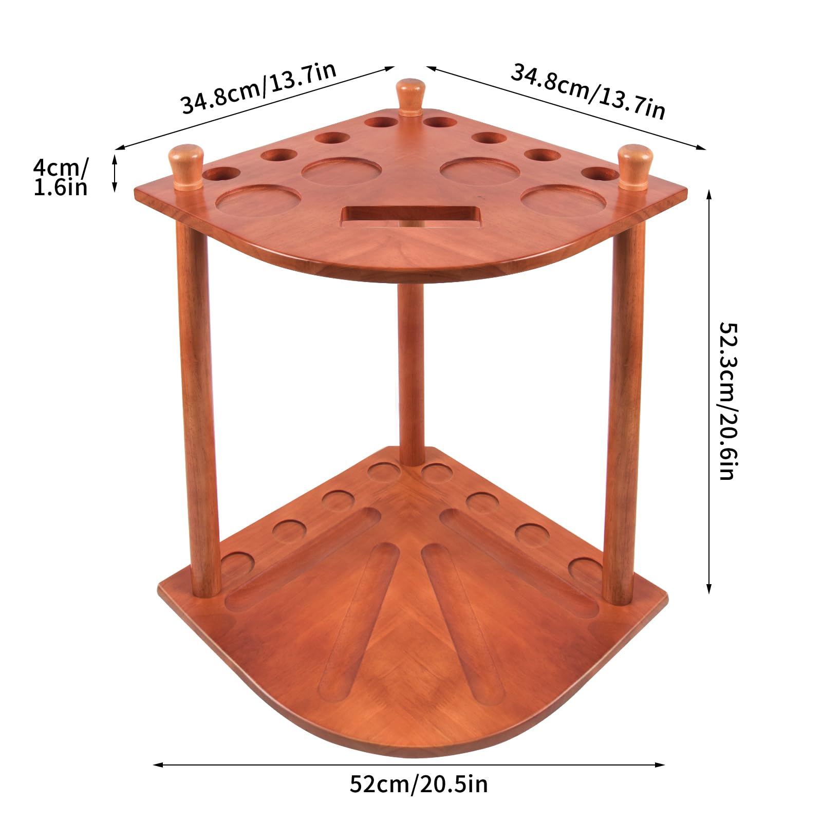 Aklot Pool Cue Rack, Pool Cue Holder, Billiard Cue Racks with 16 Ball Holders,Drink Holder,Holds 8 Sticks and Full Set of Pool Balls