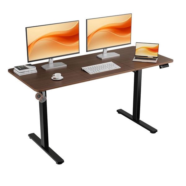 ERGOMAKER Electric Height Adjustable Standing Desk 80x60cm (31.5"x23.6"), Sit Stand Desk with Splicing Top for Home Office (Black Frame + Black Desktop)
