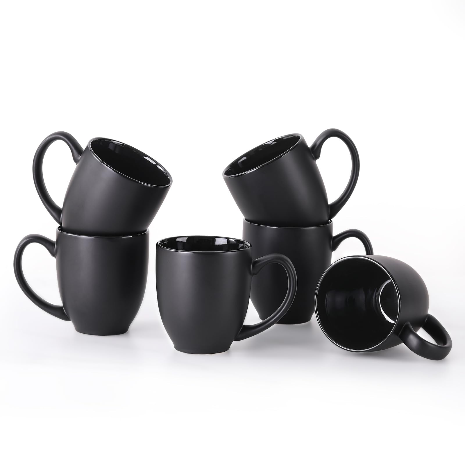 DOWAN 16 OZ Coffee Mug Set of 6, Coffee Mugs with Large Handles for Men, Women, Ceramic Cup for Coffee Tea Cocoa, Easy to Clean & Hold, Mugs for