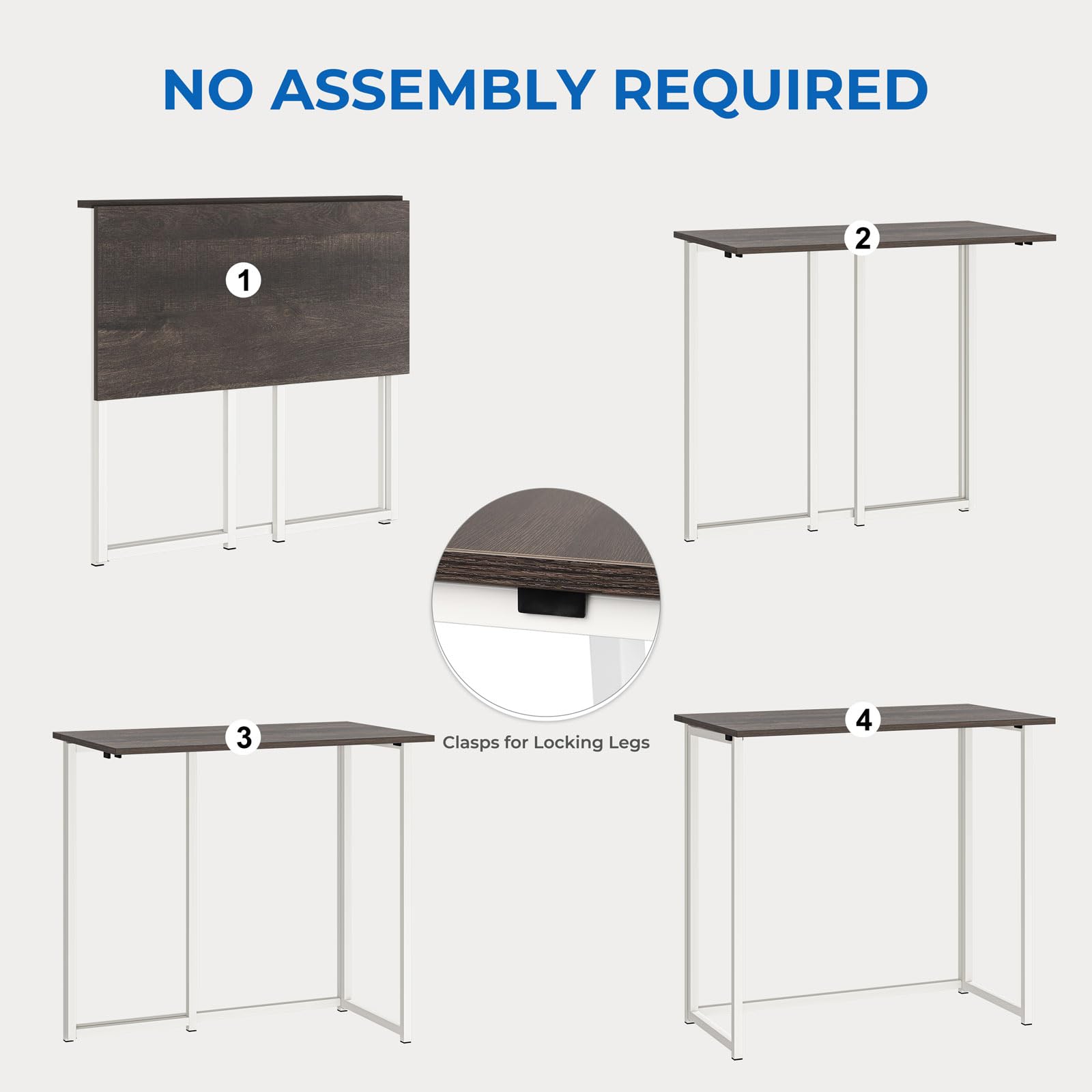 Dripex Compact Folding Desk No Assembly Required Computer Desk Folding Hobby Craft Table, Dark Oak