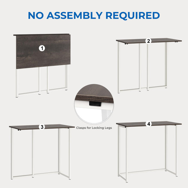 Dripex Compact Folding Desk No Assembly Required Computer Desk Folding Hobby Craft Table, Dark Oak
